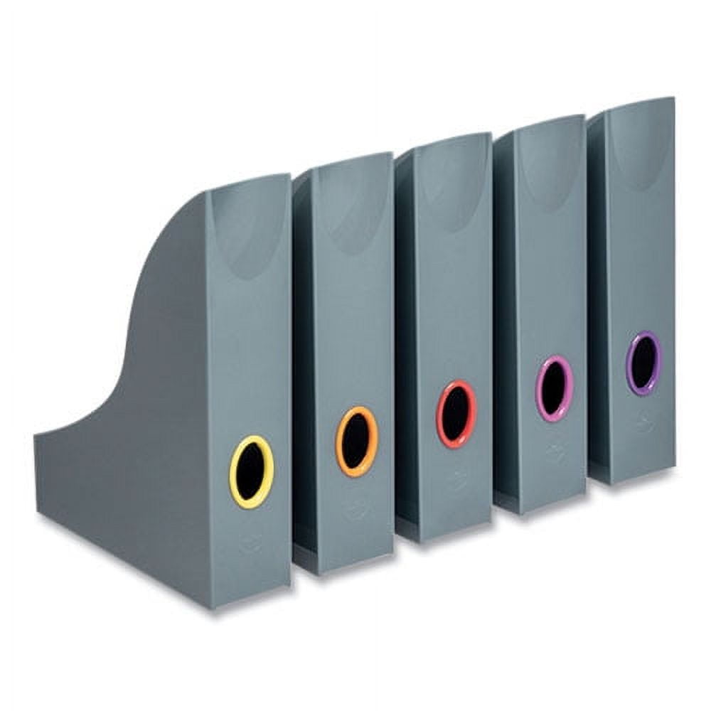 VARICOLOR Plastic Magazine Racks, 2.88w x 9.5d x 12h, Gray/Multicolor, 5/Pack VARICOLOR Plastic Magazine Racks, 2.88w x 9.5d x 12h, Gray/Multicolor, 5/Pack