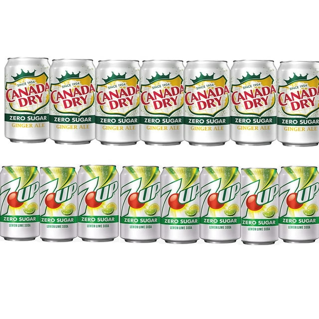 VARIETY ZERO SODA , ( CANADA DRY ZERO SUGAR , 7UP ZERO SUGAR ) PACK OF