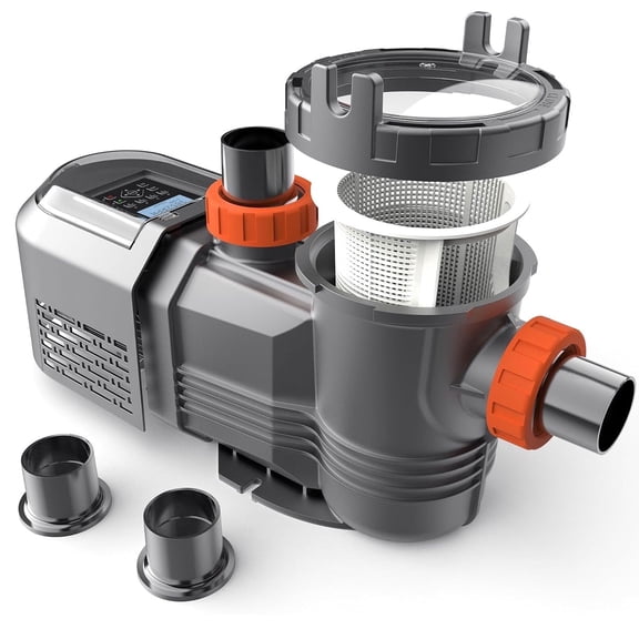 VARMINPOOL 3.0 HP Variable Speed Pool Pumps with 2'' / 2.5'' Adapter Fitting, Self-Primming Above/Inground Pool Pump 11359 GPH with Timer 220-240V