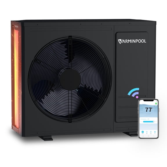 VARMINPOOL  35,100 BTU Swimming Pool Heat Pump, WiFi Control Electric Pool Heater for Above and Inground Pools up to 10,000 Gal, Heating and Cooling, 220-240V