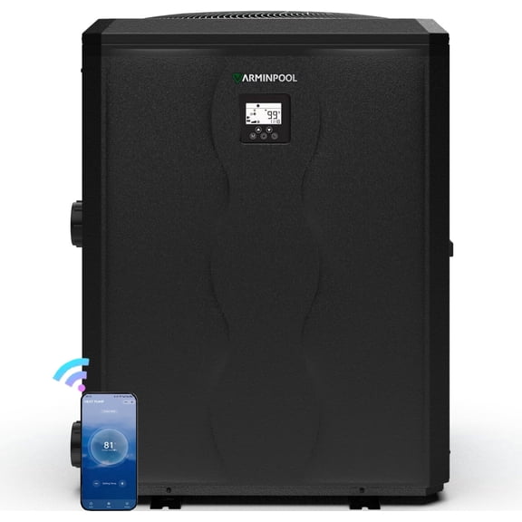 VARMINPOOL Full DC Inverter 140,000 BTU Heat Pump In-Ground and Above-Ground Swimming Pools, WiFi Smart Control via APP