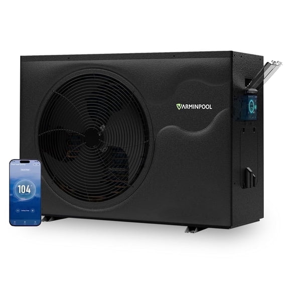 VARMINPOOL Inverter 105000 BTU Electric Pool Heat Pump for Inground Pool Heater Above Ground 220V 30000 Gallon Heating or Cooling WiFi Control Schedule