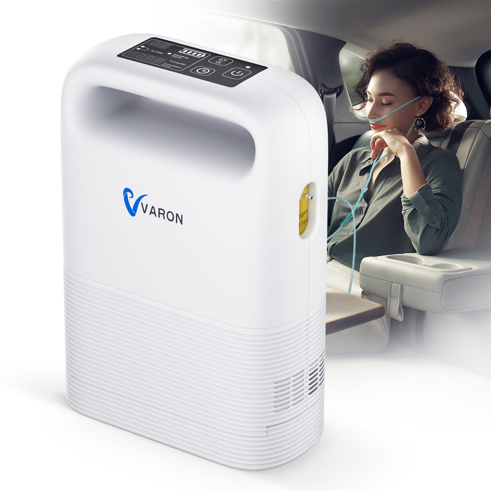 VARON Portable 93%& Travel use Machine OxyGenerator tube w-Full Accessories, AC/DC, 1-6Level smart-PULSE flow concentradora de-oxigeno Home use Battery recharged 2-3.5h