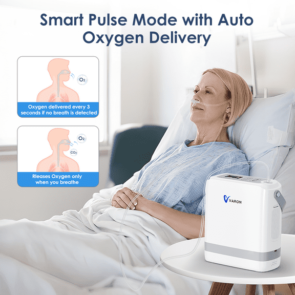 VARON Portable 93%& Travel use Machine OxyGenerator tube w- Full Accessories, AC/DC, 1-7L smart-PULSE flow concentradora de-oxigeno Home use Battery recharged