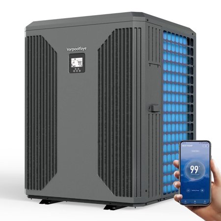VARPOOLFAYE Pool Heat Pump Max 140000 BTU, Electric Pool Heater for In-Ground Up to 42000 Gallons, All-DC Inverter Technology, WiFi & App Remote Control, Multiple Protection for Swimming Parties
