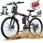 VARUN Electric Bike for Adults, 26" Foldable E-Bike with Peak 750W Motor, 48V 374.4Wh Removable Battery, up to 20+ mph 50 Miles, 7-Speed Gears, Full Suspension System, Folding Electric Mountain Bike