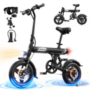 VARUN Electric Bike, 14" Folding EBike for Adults Teens, Peak 500W 36V 280.8Wh Battery, Mini Commuter City Ebike with Rear Shock Suspension up to 20MPH, 25Mile Range
