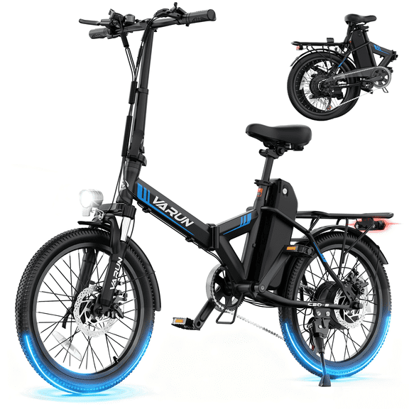 VARUN Electric Bike for Adults, 20'' Folding Ebike with Peak 500W 36V 280.8Wh Removable Battery, up to 20 MPH, Electric Bicycle for Men Women with 7 Speed, Front Suspension,UL2849