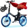 thumbnail image 1 of VARUN Electric Bike, 20'' Folding Ebike for Adults with Peak 500W 36V 280.8Wh Removable Battery, up to 20 MPH, Electric Bicycle for Men Women with 7 Speed, Front Suspension, 1 of 9