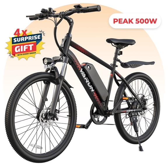 VARUN 24'' Adult E Bike, 350W 20MPH Electric Mountain bike with 36V7.8AH Removable Battery with Fork Suspension and Dual Disc Brakes