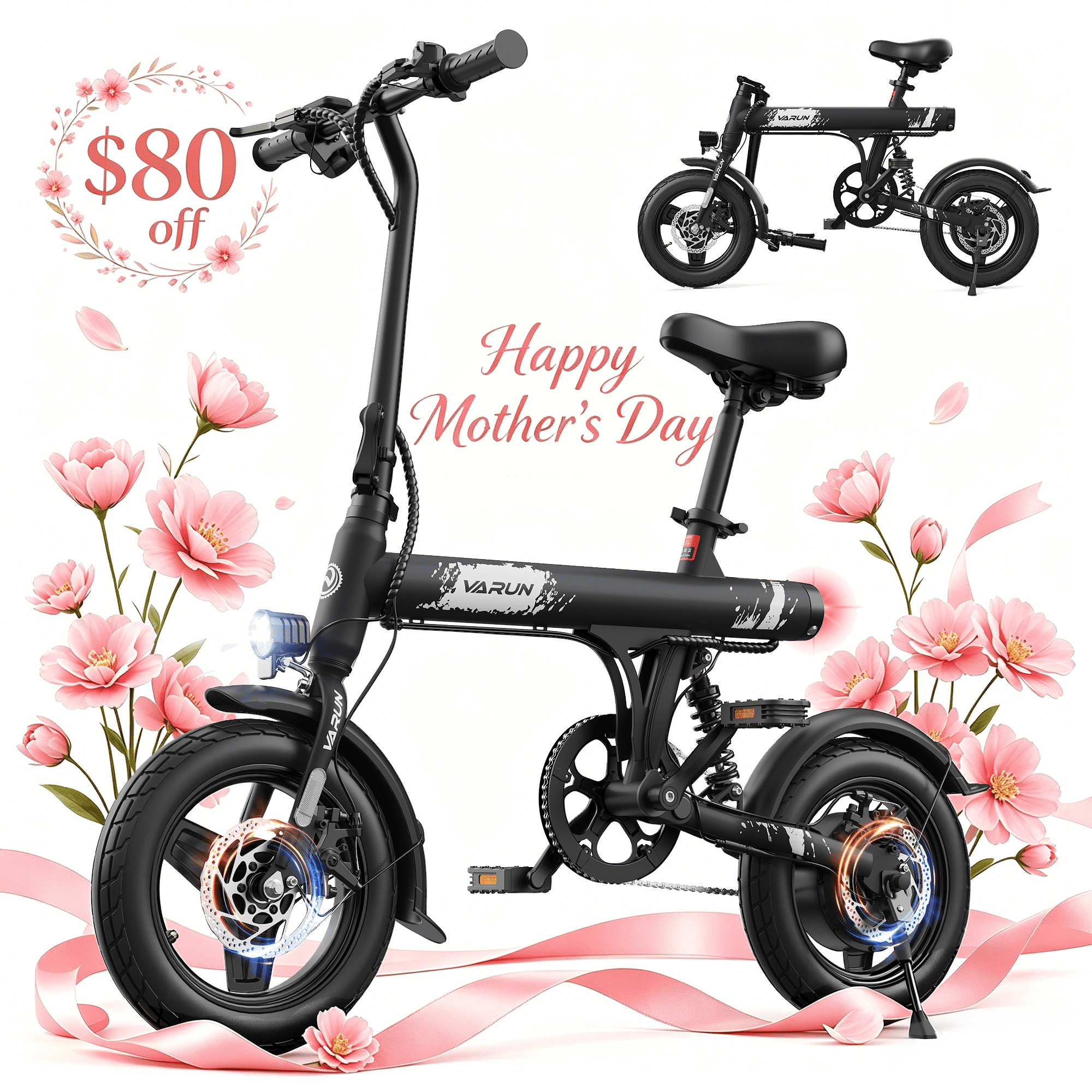 VARUN Electric Bike, 14" Folding EBike for Adults, Peak 500W 36V 280.8Wh Battery, Compact Ebike with Front Suspension up to 20MPH, UL2849 - Walmart.com VARUN Electric Bike, 14" Folding EBike for Adults, Peak 500W 36V 280.8Wh Battery, Compact Ebike with Front Suspension up to 20MPH, UL2849 - Walmart.com