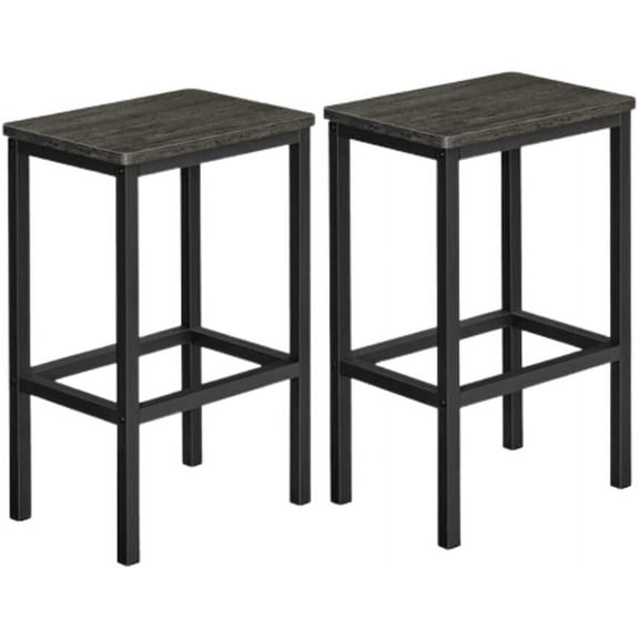 VASAGLE 2 Pack Bar Stools Bar Chairs Kitchen Breakfast Bar Stools with Footrest Industrial in Living Room Party Room Gray and Black