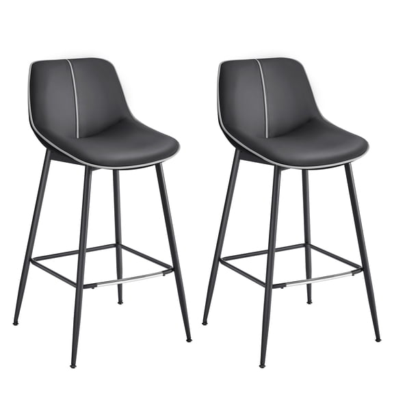 VASAGLE 2 Pack Bar Stools, Bar Height Bar Stools with Back, Ergonomic Backrest, Synthetic Leather, Metal Legs, 28.7-Inch Tall Stools for Kitchen Island Home Bar, Ink Black