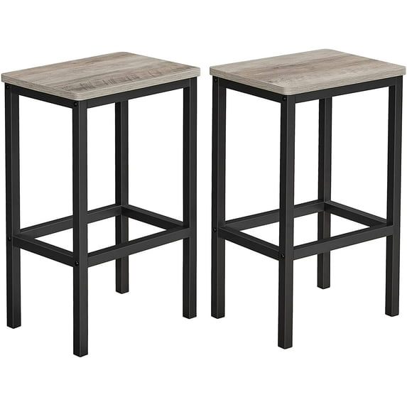 VASAGLE 2 Pack Bar Stools Chairs, Kitchen Bar Stools with Footrest, Industrial, Greige and Black