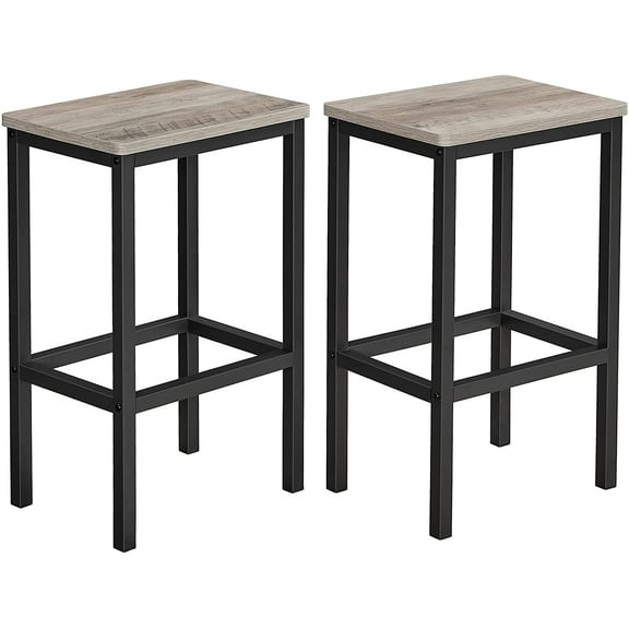 VASAGLE 2 Pack Bar Stools Chairs, Kitchen Bar Stools with Footrest, Industrial, Greige and Black