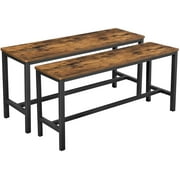 VASAGLE 2 Pack Dining Table Bench, Room Bench, Industrial Style, Rustic Brown Black