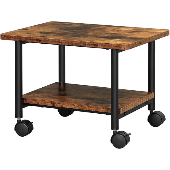 VASAGLE 2 Tier Industrial Desk Printer Stand, Rustic Brown and Black