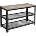 thumbnail image 1 of VASAGLE 28.7" Shoe Rack Bench 3-Tier Shoe Shelf Storage Bench with Metal Mesh Shelves and Seat Shoe Rack Greige and Black, 1 of 7