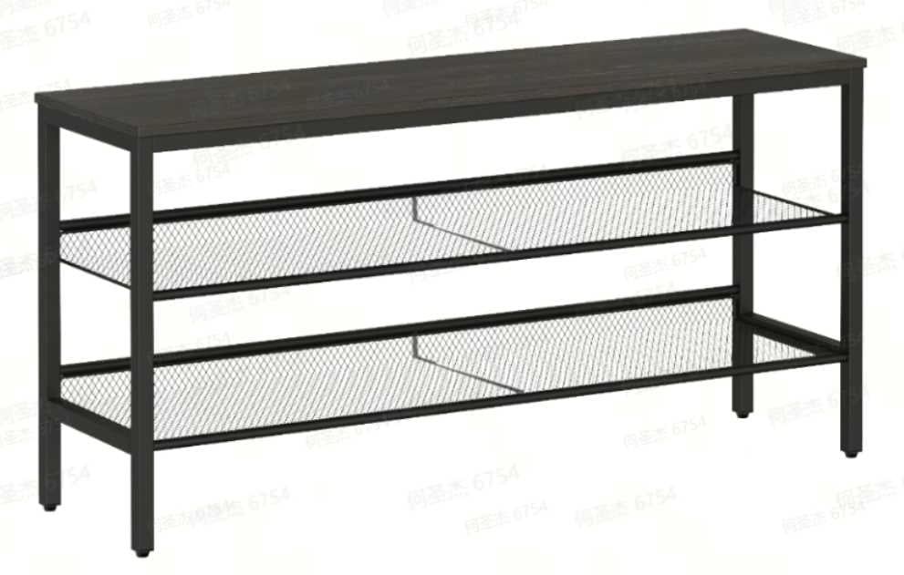 VASAGLE 3 Tier Shoe Rack Bench, One Piece Shelves, Shoe Storage Organizer with Raised Edges, Easy Assembly, Charcoal Gray and Matte Black
