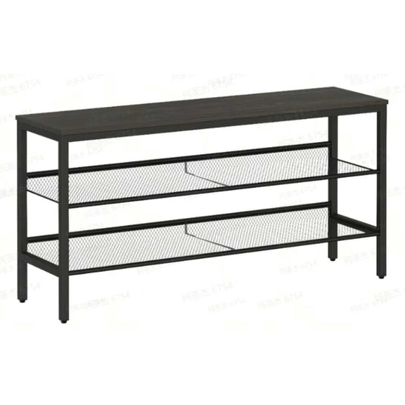 VASAGLE 3 Tier Shoe Rack Bench, One Piece Shelves, Shoe Storage Organizer with Raised Edges, Easy Assembly, Charcoal Gray and Matte Black