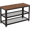 thumbnail image 1 of VASAGLE 3-Tier Shoe Rack Bench11.8 x 28.7 x 17.7 Inches Shoe Shelf Storage Bench with Metal Mesh Shelves and Seat Free Standing Shoe Organizer for Entryway Hazelnut Brown and Black, 1 of 6
