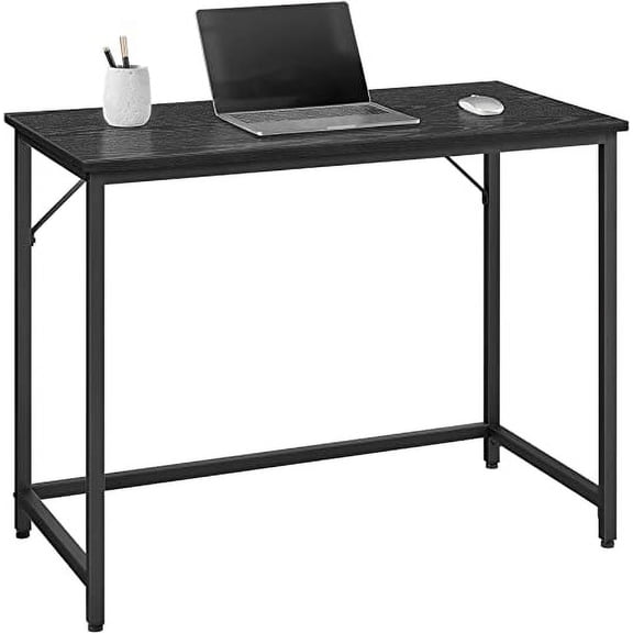 VASAGLE 39.4 Computer Desk Home Office Small Study Workstation Simple Assembly Steel Frame 19.7 x 39.4 x 29.5 Inches Black with Wood Grain