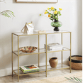VASAGLE Modern Entryway Decorative Gold Console Table with 3 Storage ...