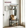 thumbnail image 1 of VASAGLE 4-in-1 Hall Tree with Shoe Bench for Entryway Bench with 9 Removable Hooks 13.3 x 28.3 x 72.1 Inches Coat Rack Rustic Brown and Black, 1 of 9