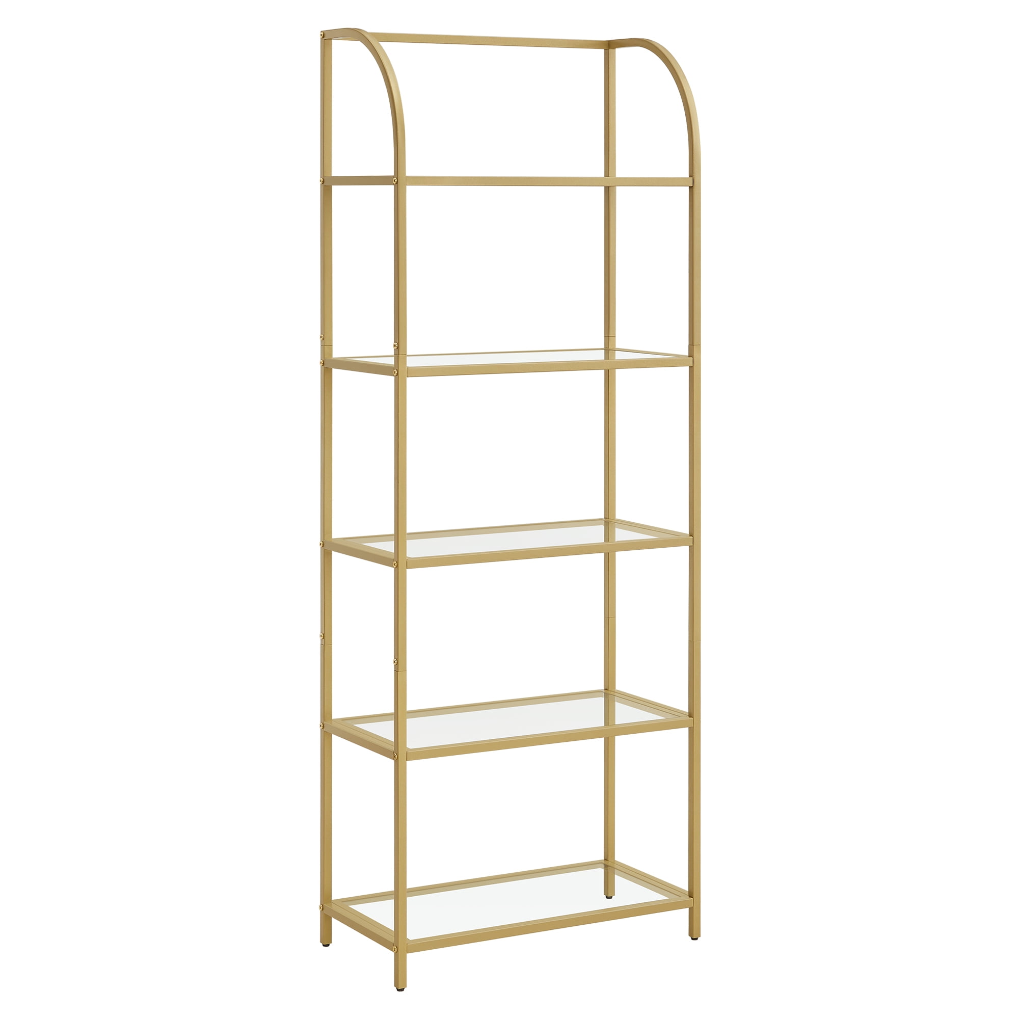 Gold 5-Tier Steel Frame Open Back Bookcase