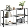 thumbnail image 1 of VASAGLE 51.2 Inch Console Table with 3 Shelves, Sofa Table, Entryway Table Tempered Glass Shelf for Entryway Living Room Bedroom Classic Black and Slate Gray, 1 of 6