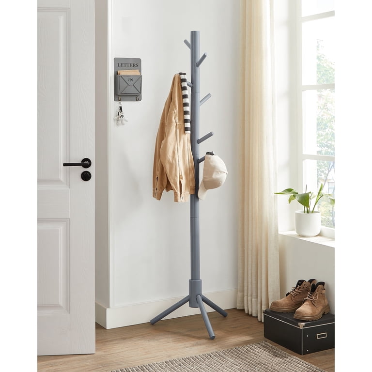 VASAGLE, Standing Coat Rack, Tree-Shaped with 8 Hooks, Solid Wood