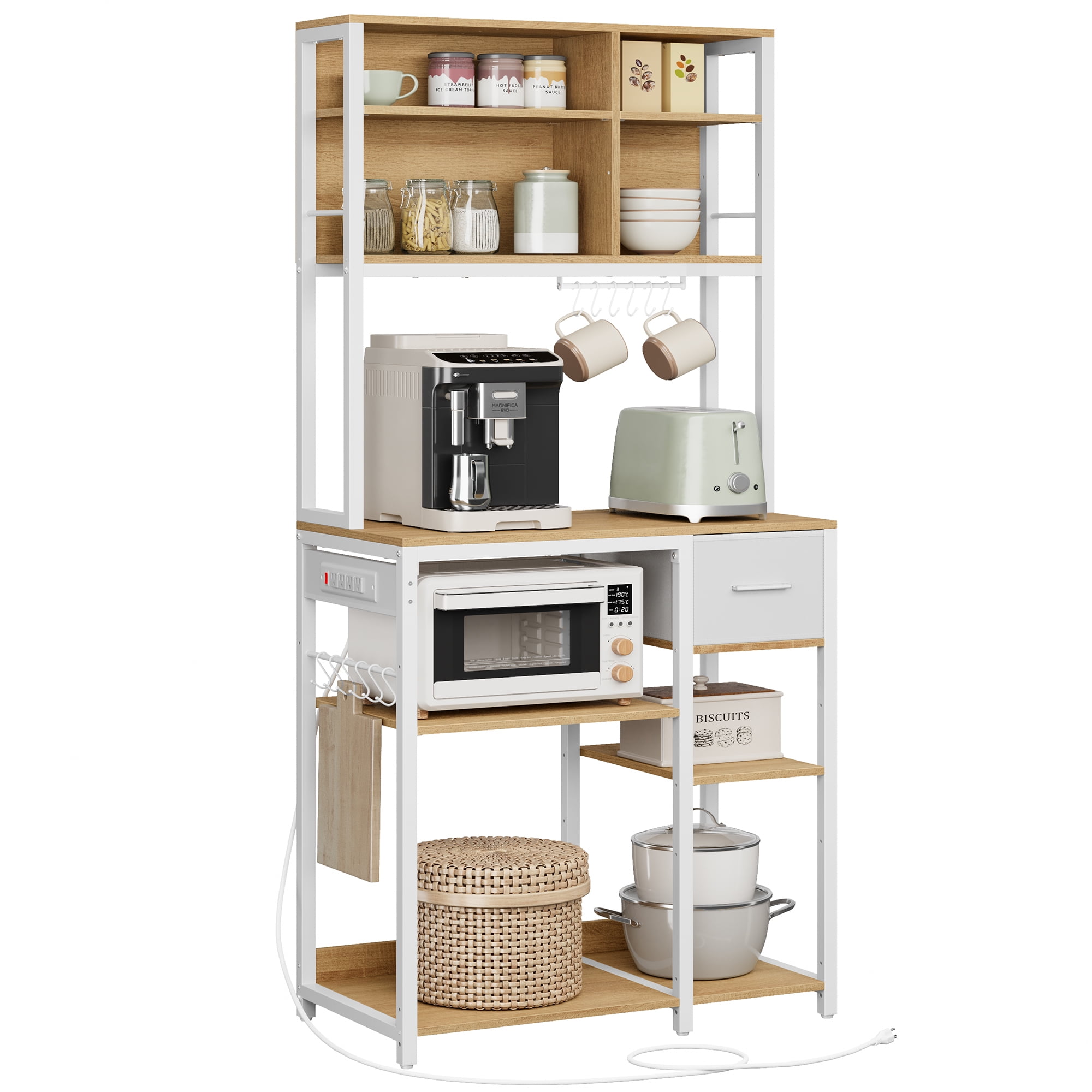 White Particle Board Adjustable Kitchen Baker's Rack with Shelves