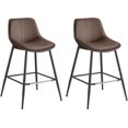 thumbnail image 1 of VASAGLE Bar Stools Set of 2, Counter Height Bar Stools with Back, Ergonomic Backrest, Synthetic Leather, Metal Legs, 24.4-Inch Tall Stools for Kitchen Island Home Bar, Coffee Brown, 1 of 10