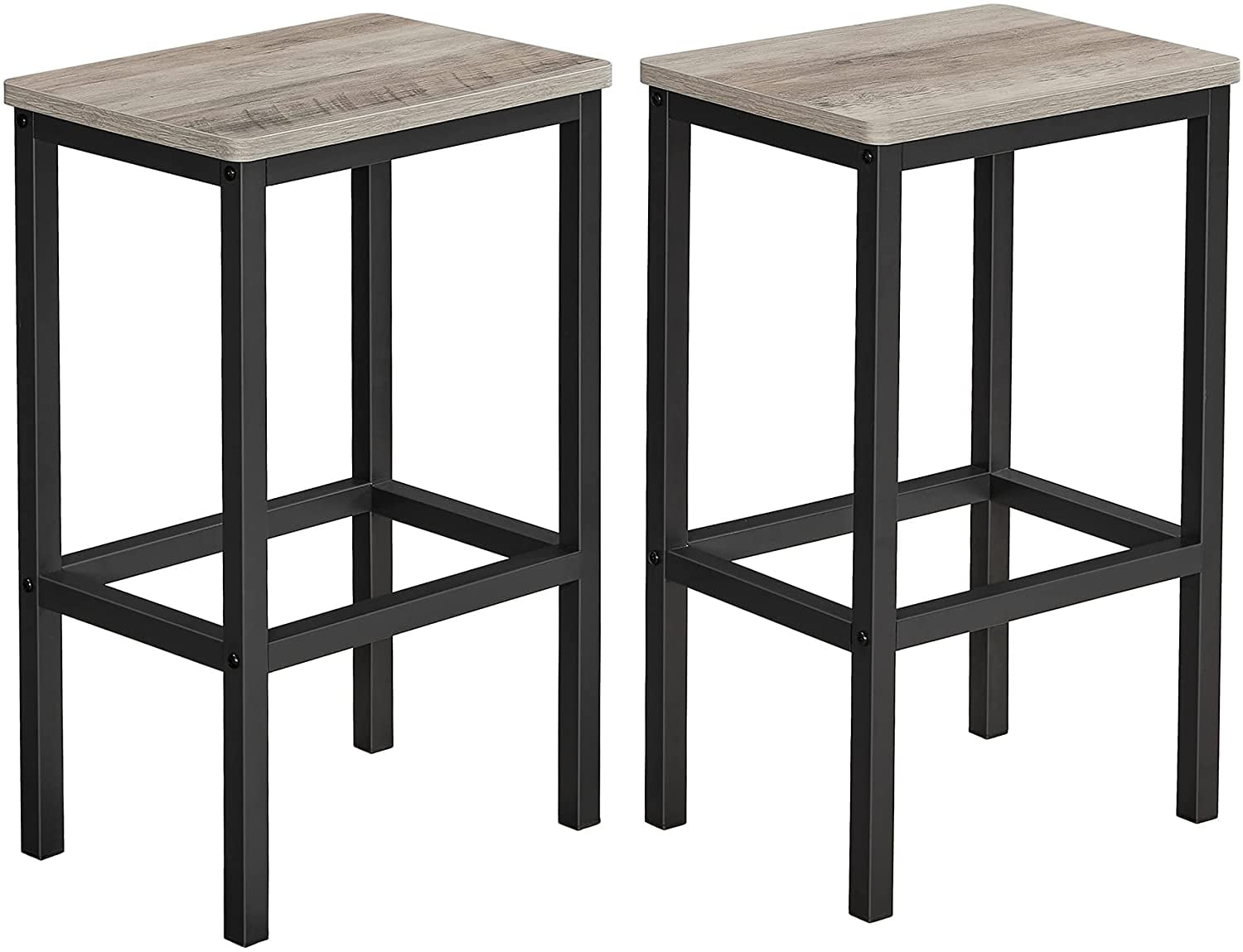 VASAGLE Tall Bar Stools Set of 2 Bar Chairs 28.7 Inches Barstools with Back  Counter Height Stool with Backrest Steel Frame Industrial Rustic Brown and  Black 