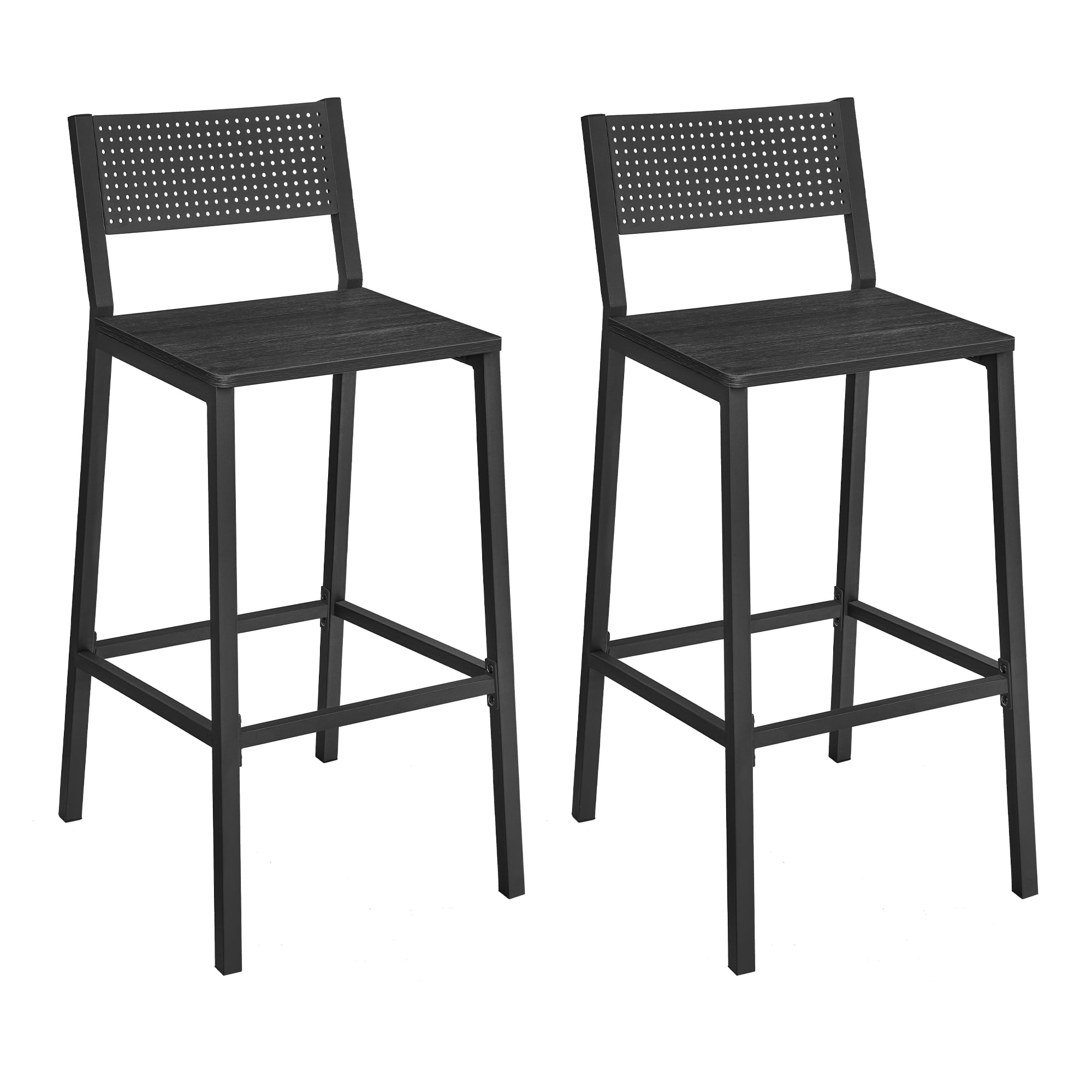 VASAGLE Bar Stools Set of 2 Bar Chairs Tall Bar Stools with Backrest