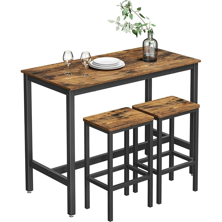 VASAGLE High Top Bar Table, Rustic Brown+Black