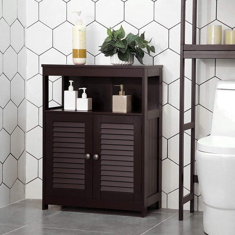 VASAGLE Small Bathroom Storage Corner Floor Cabinet with Door and