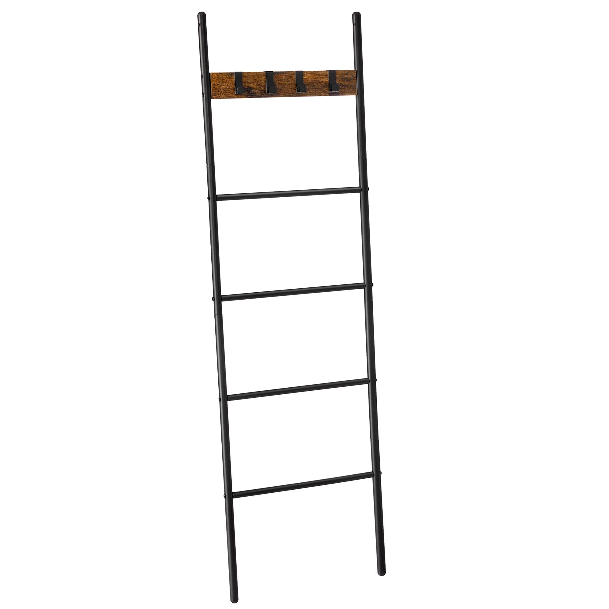 VASAGLE Blanket Ladder, 5Tier Ladder Shelf, Decorative Ladder with 4