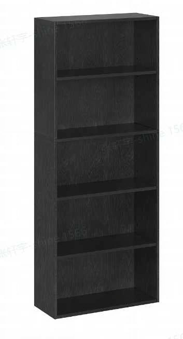 5 Tier Open Modern Standard Bookcase, Particleboard Black, 52.7 ...