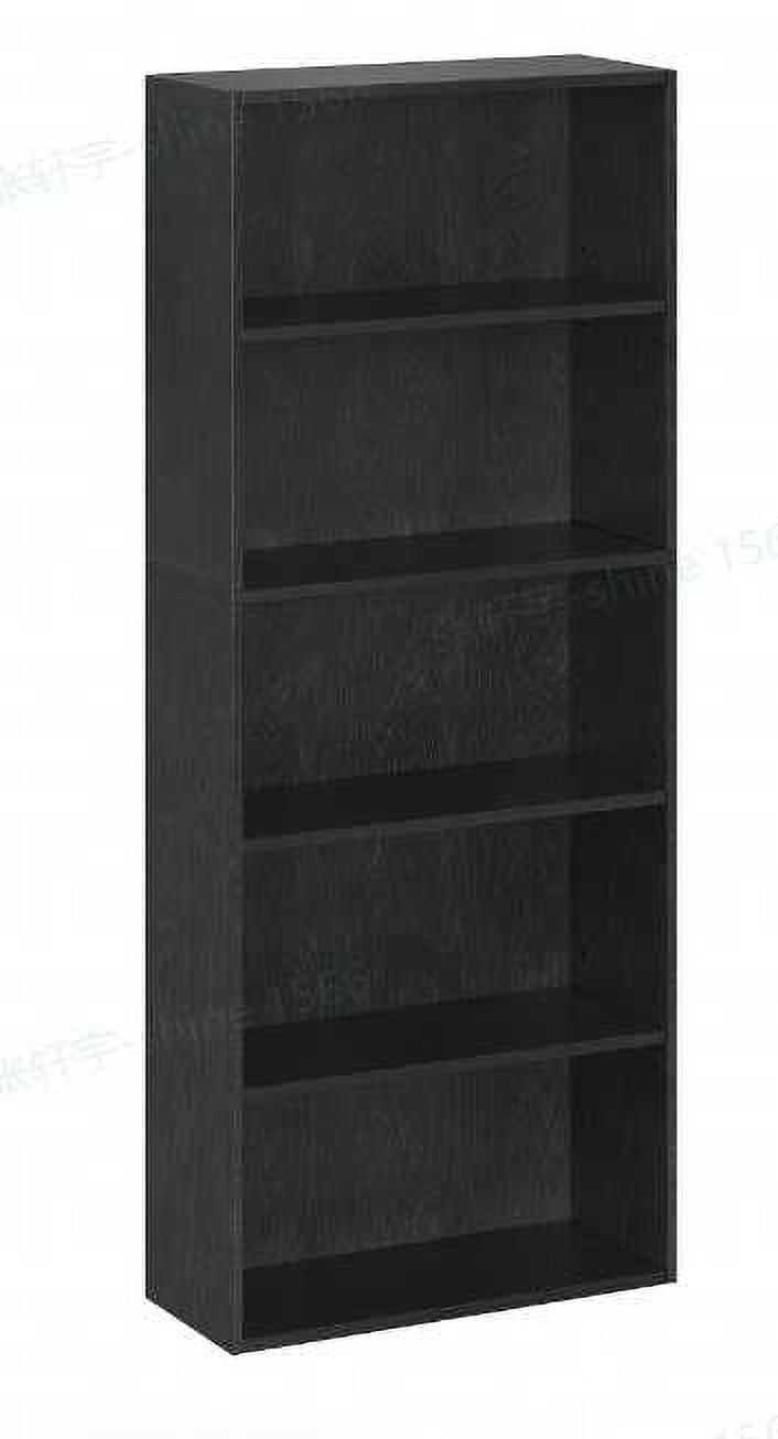 Ebony Black 5-Tier Adjustable Particleboard Bookshelf