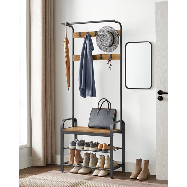 VASAGLE Coat Rack Hall Tree with Shoe Bench
