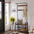 thumbnail image 1 of VASAGLE Coat Rack with Shoe Bench 4-in 1 Hall Tree for Entryway Entryway Bench with Coat Rack Rustic Brown and Black 13.3 x 28.3 x 72.1 Inches, 1 of 7