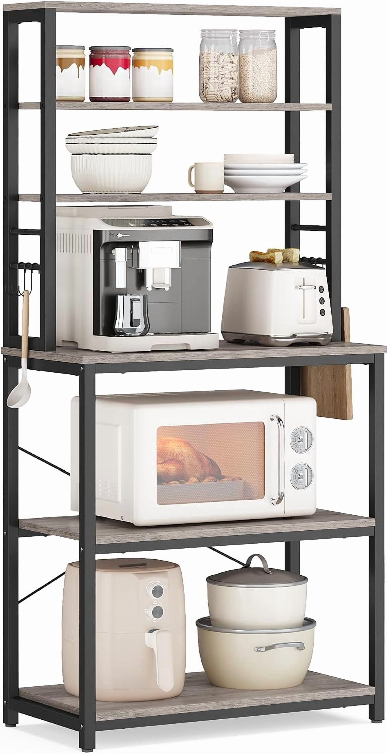 VASAGLE Coffee Bar, 23.6 Inches 6-Tier Baker's Rack with 6 Hooks ...