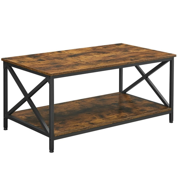 VASAGLE Coffee, Cocktail Table with Storage Shelf and X-Shape Steel Frame