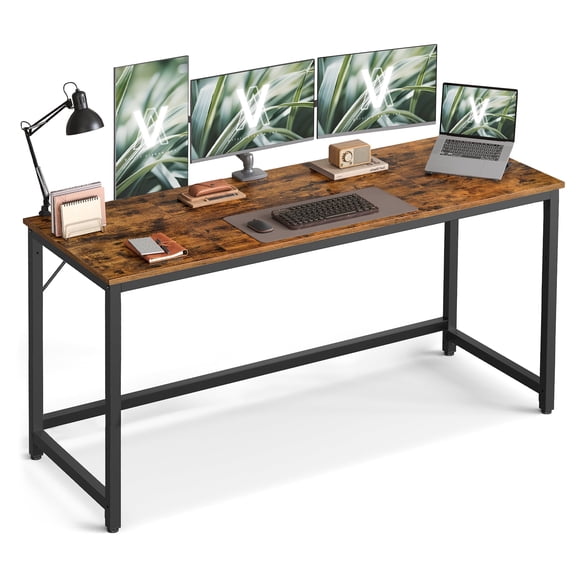VASAGLE Computer Desk, Steel Frame and Particleboard Gaming Table, 63 x 23.6 x 29.9 Inch, Rustic Brown and Matte Black Small Desk, Barnet Collection, Rustic Brown and Ink Black