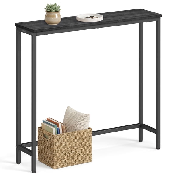 VASAGLE Console Table, Entryway Table, One Piece Top, Easy Assembly, 1 Tier, 7.9 x 31.5 x 32 Inches, Charcoal Gray and Ink Black