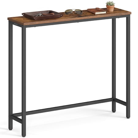 VASAGLE Console Table, Entryway Table, One Piece Top, Easy Assembly, 1 Tier, 7.9 x 31.5 x 32 Inches, Rustic Brown and Ink Black