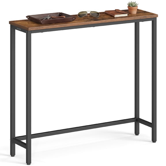 VASAGLE Console Table, Entryway Table, One Piece Top, Easy Assembly, 1 Tier, 7.9 x 31.5 x 32 Inches, Rustic Brown and Ink Black