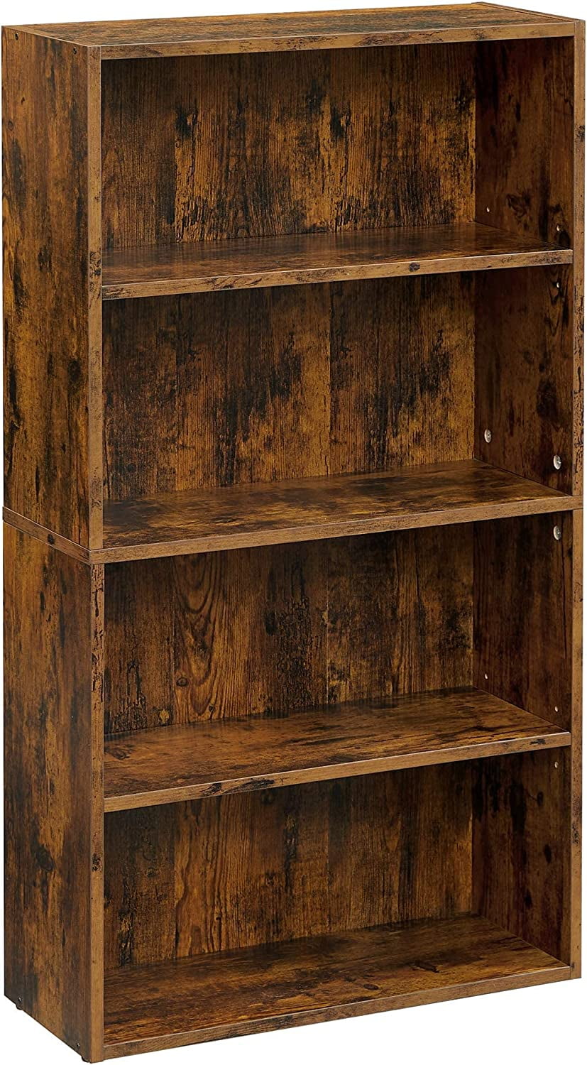 VASAGLE Cube Storage Organizer 4-Tier Bookshelf Bookcase with Adjustable  Storage Shelves Rustic Brown 