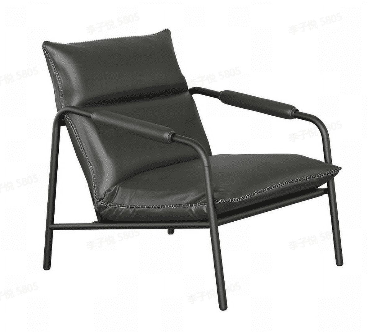Black Faux Leather Armchair with Metal Frame
